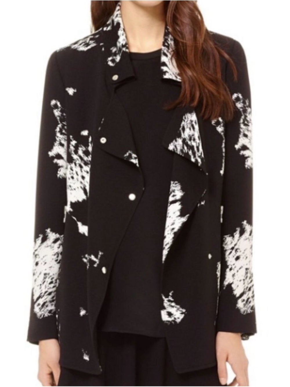 Aritzia, Wilfred Black and White Abstract-Print Mayet Blazer (x-small)